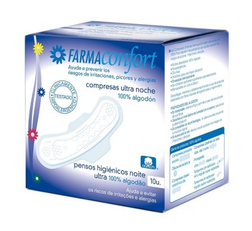 Farmaconfort compresas ultra noche 10u (100%algodon ecologico)