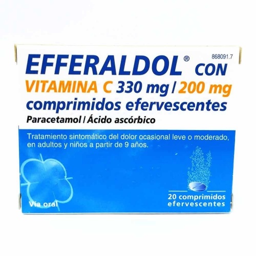EFFERALDOL CON VITAMINA C 330MG/200MG COMPRIMIDOS EFERVESCENTES , 20 comprimidos